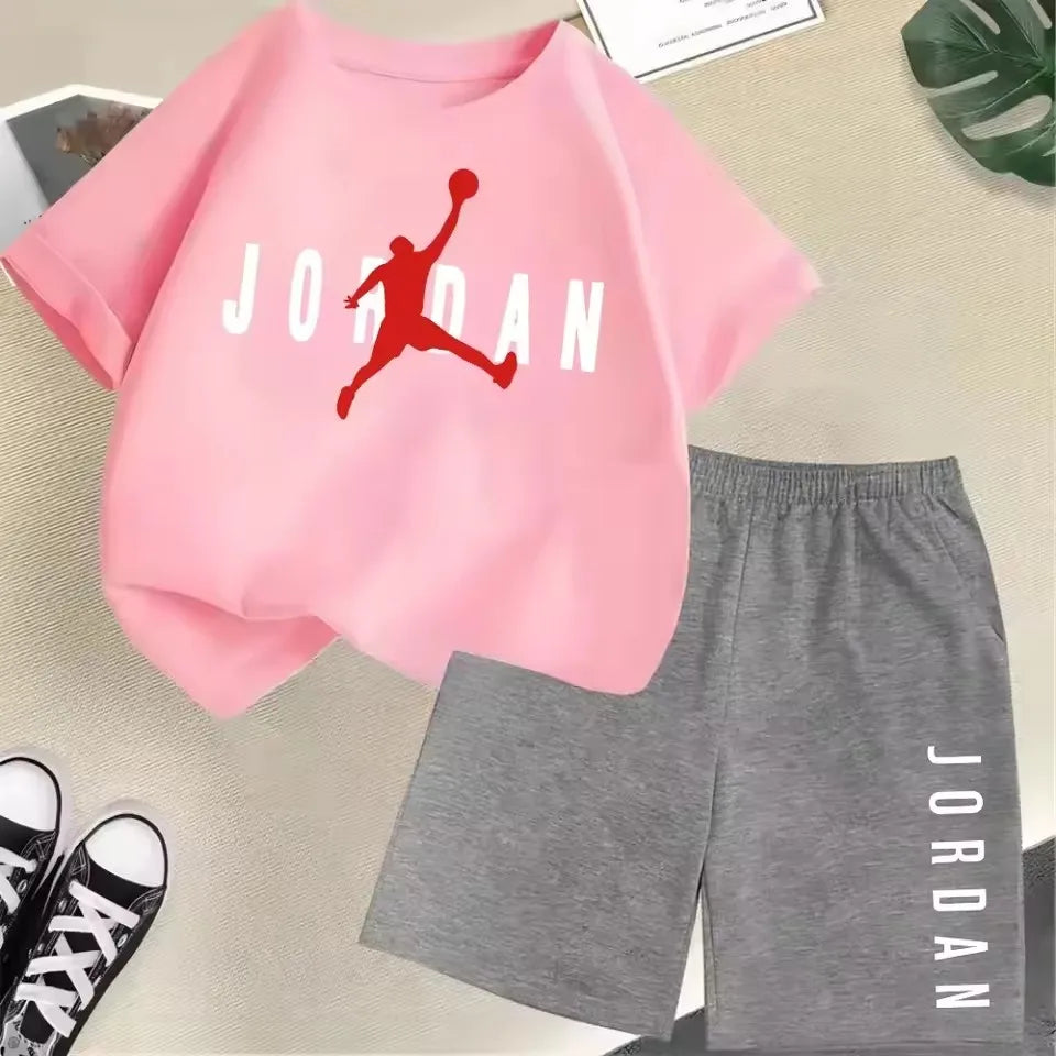 Summer Short Sleeve Children Set Slam Dunk Master Pattern Print Sports T-shirt+Shorts 2pcs Set Kids Boys Girls Fashion Tracksuit