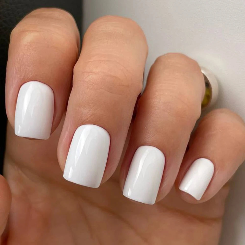 100Pcs Pink White Press on Nails Extension Short Square Fake Nail Tips Acrylic Full Cover False Nails Artifical Fingernails