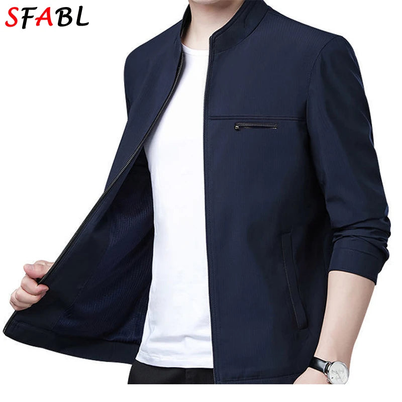 Men’s Business Casual Jacket – SFABL Zipper Outerwear for Spring & Autumn