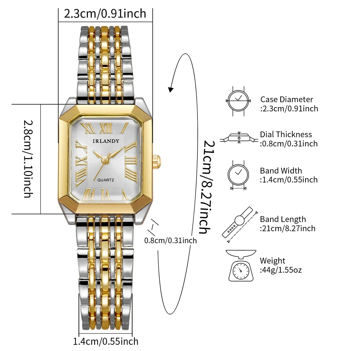 4PCS Elegant Rectangle Women Quartz Watch Bracelets Set Fashion Metal Girls Bracelet Wristwatches Relogio Feminino（Without Box）