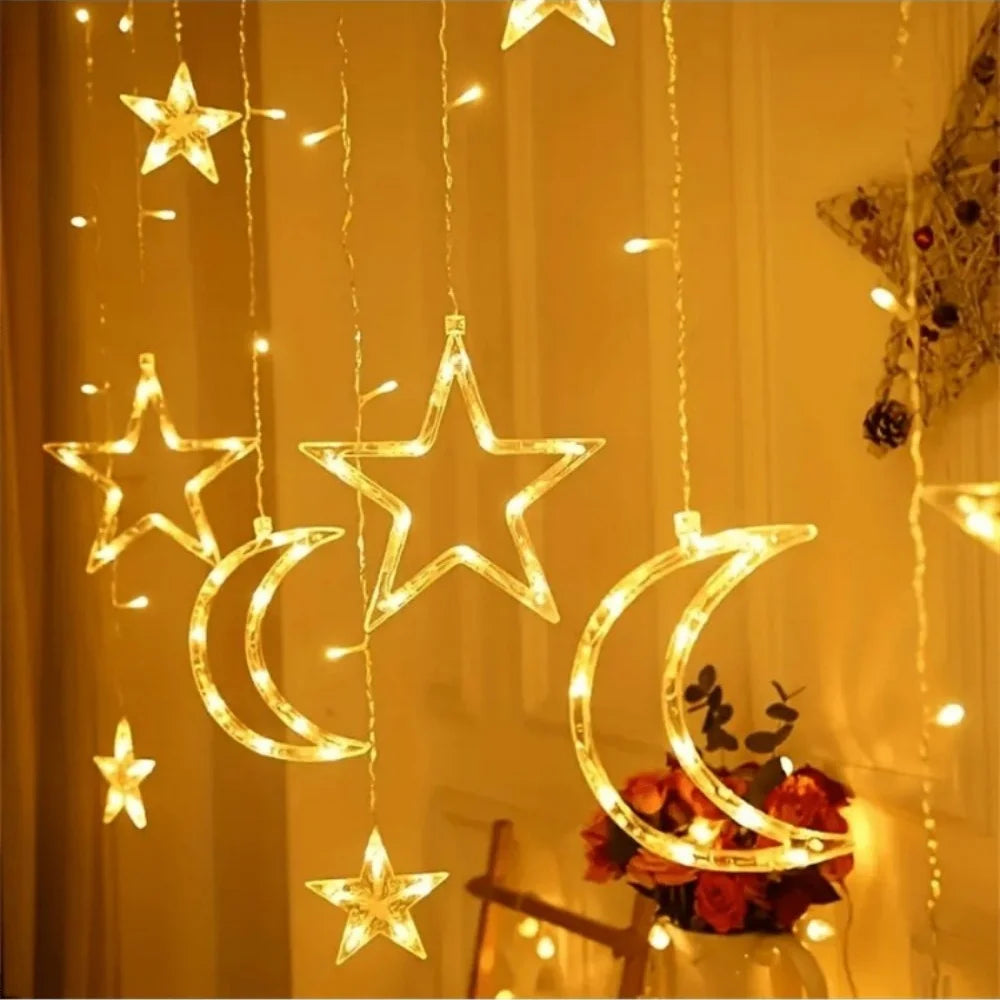 Star &amp; Moon LED Curtain Light – Ramadan Decor
