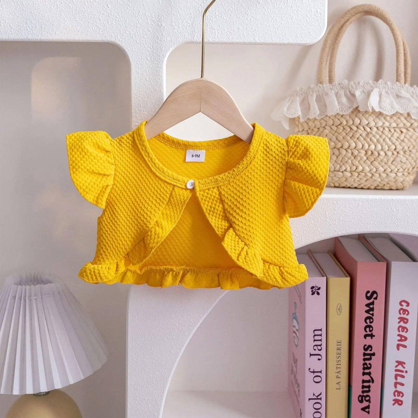 Baby Girl Sweet Summer Cardigan Bolero Jacket Short Fly Sleeve Ruffled Coat Outerwear Toddler Clothes for Wedding Birthday Party