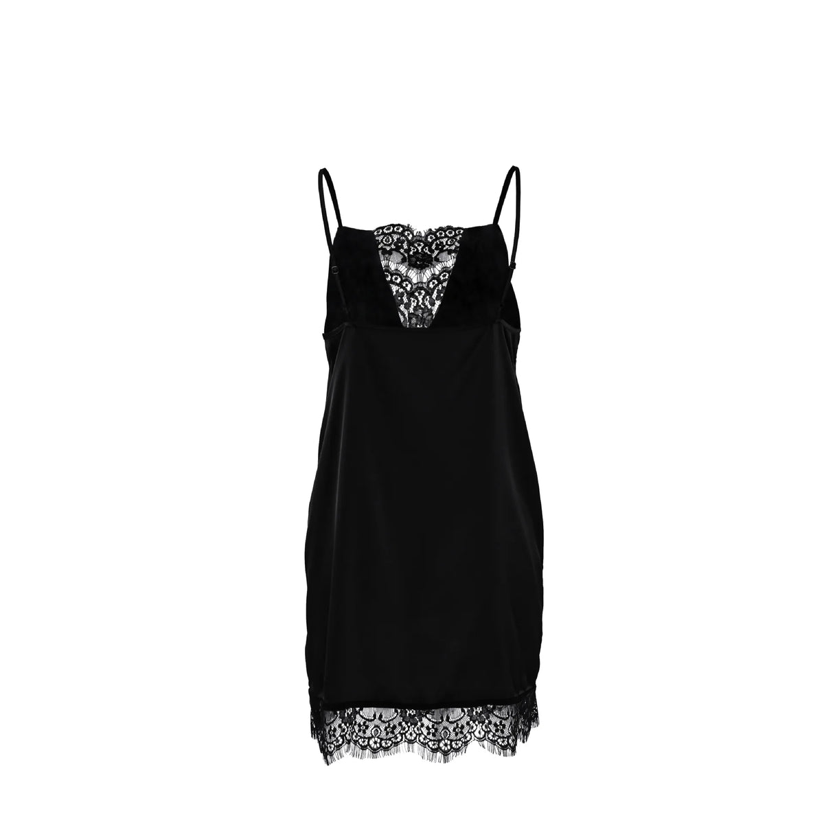 Women's Sexy Black Satin Slip Dress Patchwork Lace Hollow Out Sleeveless Dresses Party Club Ruffle Loose Backless Mini Dress