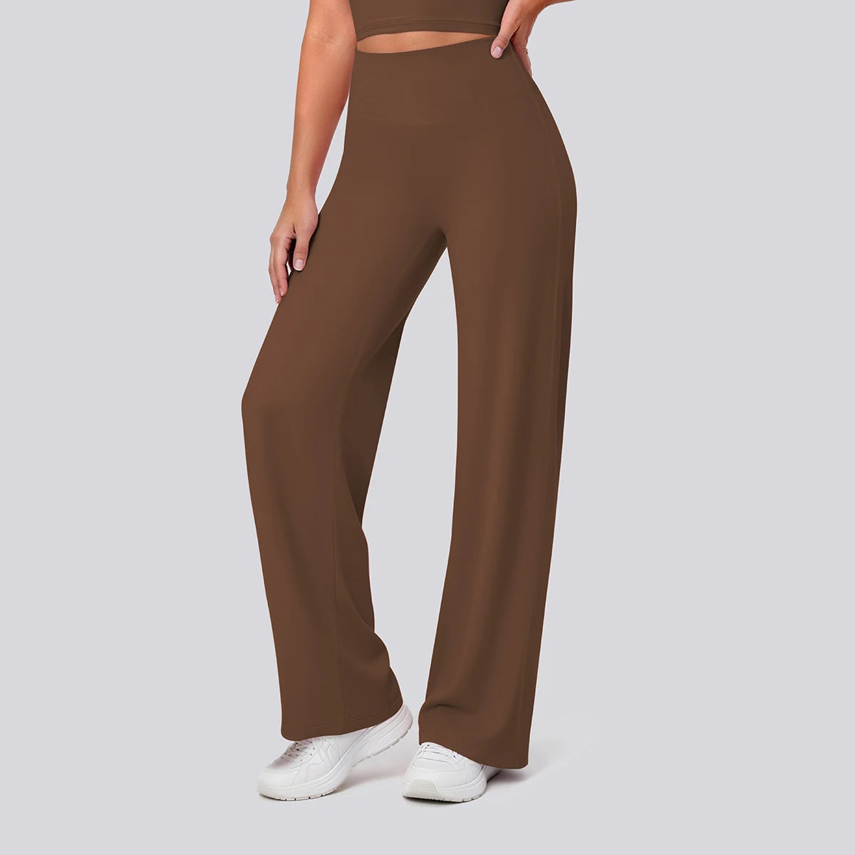 Rooftrellen Women's Sports Pants Bell-bottoms High Waisted Gym Loose Wide Leg Pants Solid Color Thin Fitness Sports Female Pants