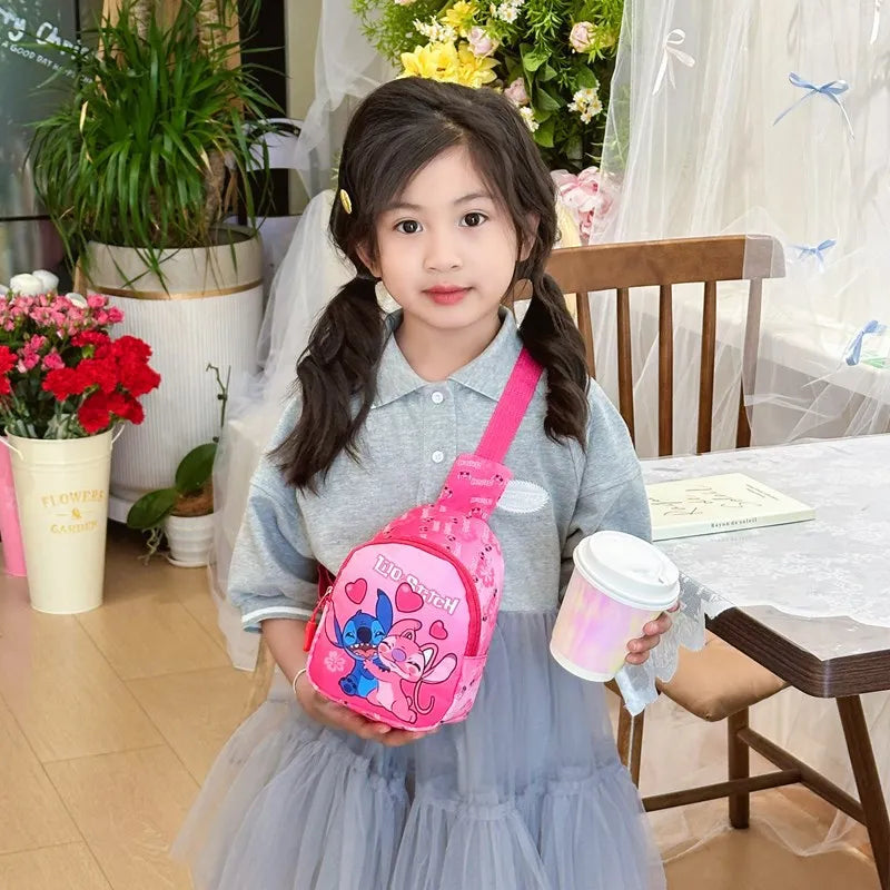 Disney Cartoon Stitch Children Chest Bag Fashion Crossbody Bag Cute Waist Storage Pouch Zipper Coin Purse Children's Gifts