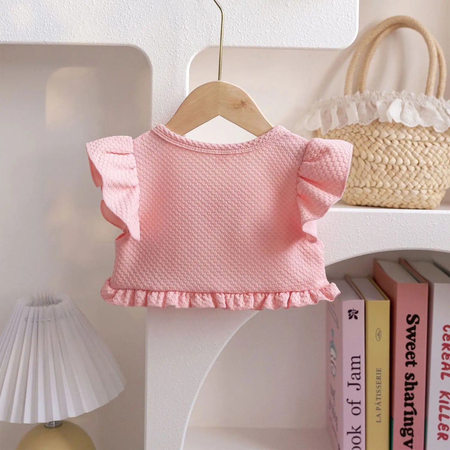 Baby Girl Sweet Summer Cardigan Bolero Jacket Short Fly Sleeve Ruffled Coat Outerwear Toddler Clothes for Wedding Birthday Party