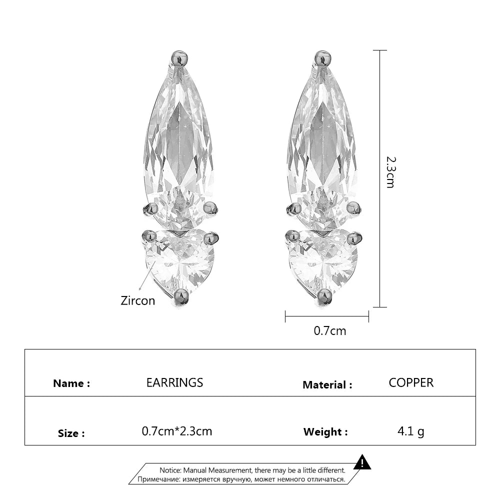 ZAKOL Pear Cut Solitaire White Zircon Mini Stud Earrings Exquisite Crystal Water Drop CZ Earring Jewelry Gift for Women Girls