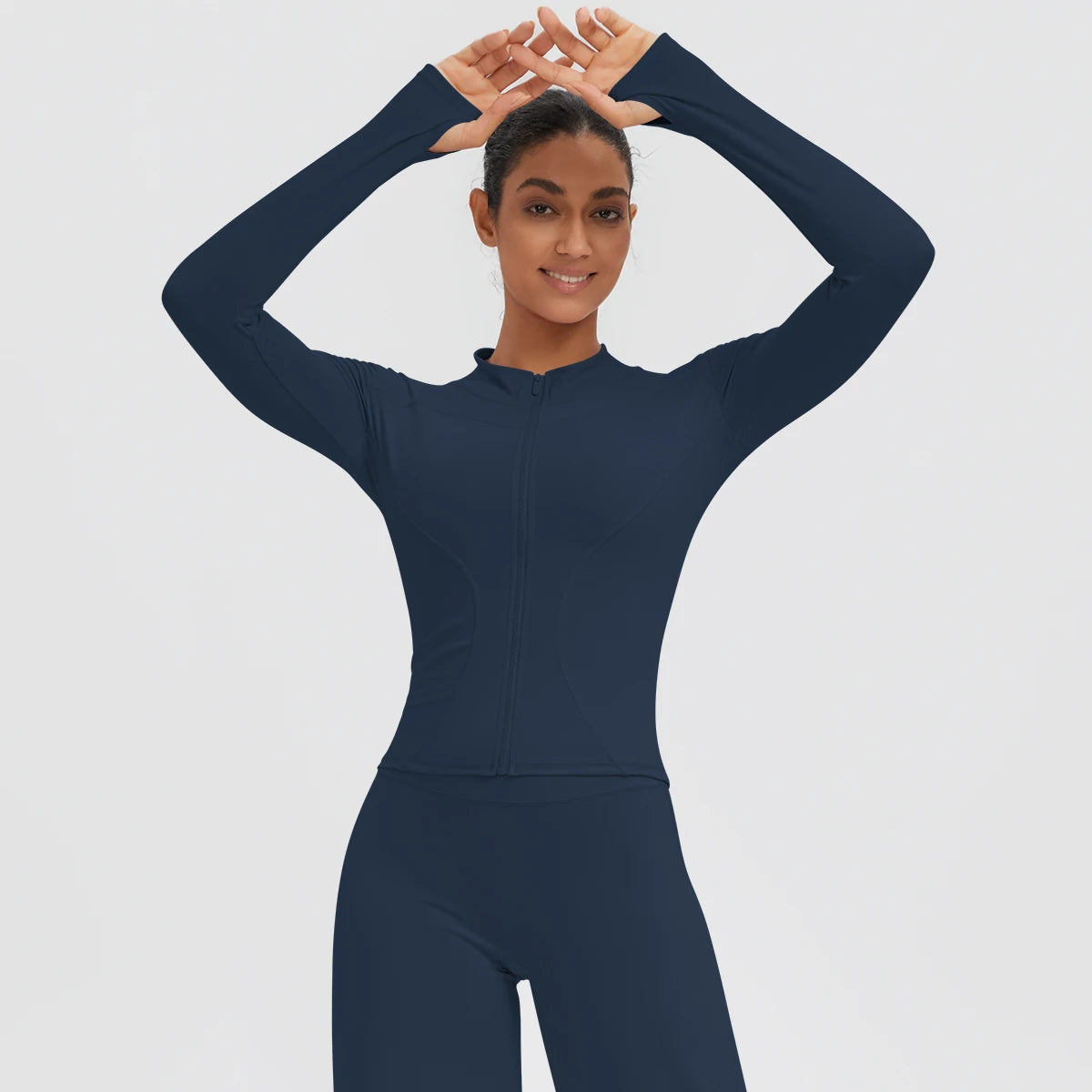 New Women's Stand-Up Collar Yoga Jacket Summer Fitness Sports Solid Color Workout Top Yoga Zipper Long Sleeves Sports Top Coat