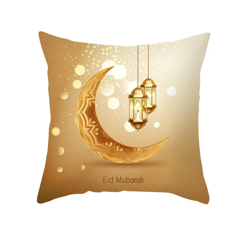 2026 Ramadan Islamic Pillow Cover – Moon & Mosque Design (45×45 cm)