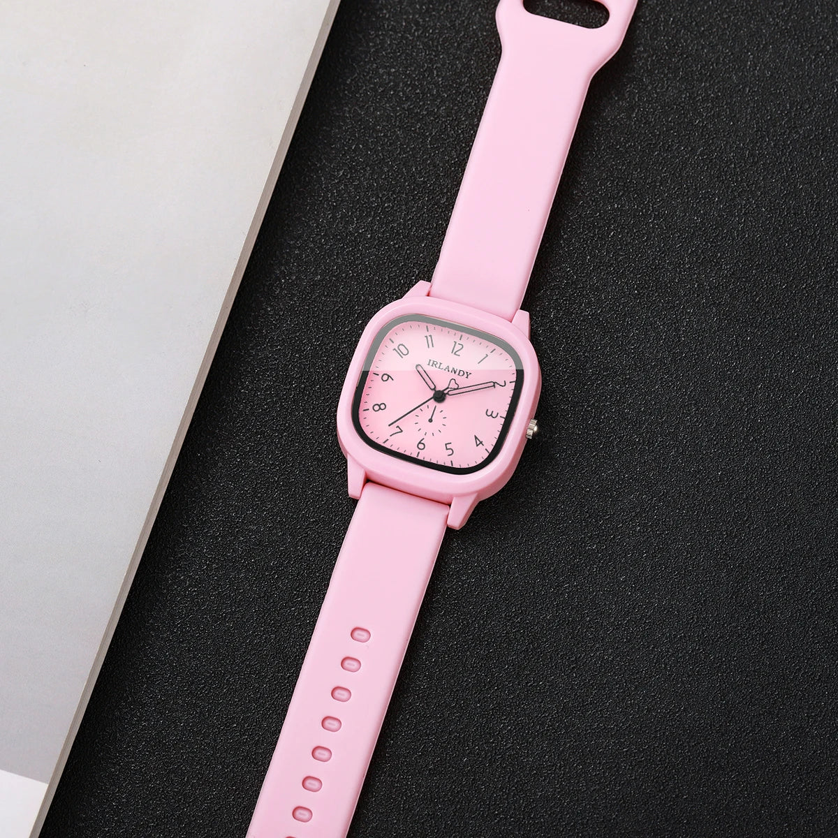 2PCS Fashion Arabic Dial Women Quartz Watch Heart Bracelet Set Square Silicone Strap Wristwatches Relogio Feminino (Without Box)