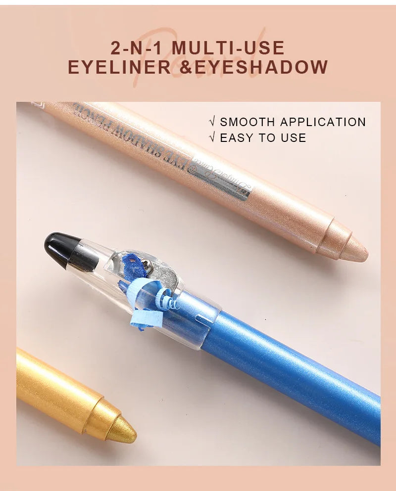 12 Color Highlighter Eyeshadow Pencil Waterproof Glitter Matte Nude Eye Shadow Makeup Pigment Cosmetics Blue White Eyeliner Pen