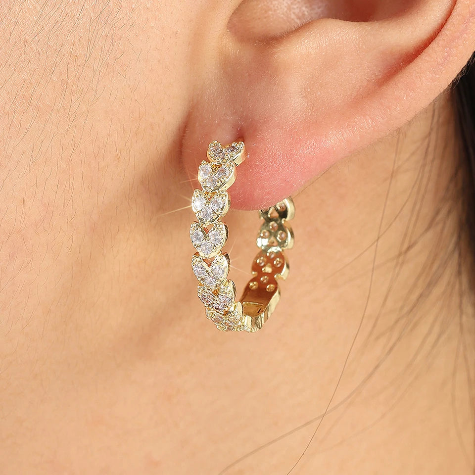 ZAKOL Elegant Micro Paved Zircon Big Hoop Earring for Women Luxury Bridal Wedding Engagement Party Jewelry