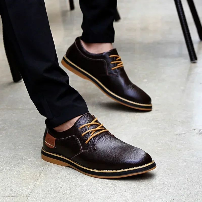 Men’s Genuine Leather Oxford Shoes – Casual Lace-Up Cow Leather (Zapatos Hombre)