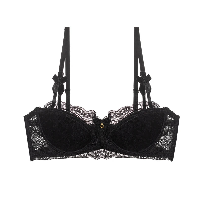 Victorian French Lace Lingerie Set Small Breasts Anti Sagging Thin Half Cup Push Up Bra Bralette Wireless Comfort for Women Sexy