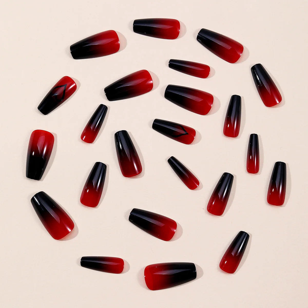 24/30pcs Medium fake nails for women girls Wine Red High Saturation almond square ballet shaped Valentine'S Day press on nails