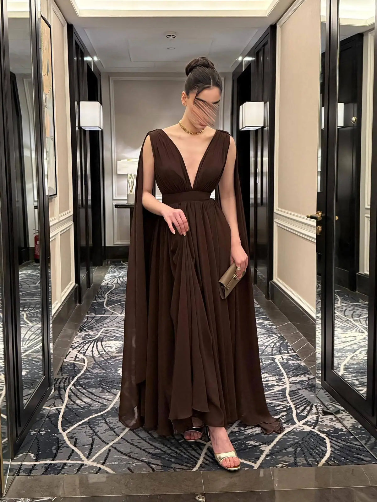 BKLD 2026 Autumn Winter New Women Clothing Chiffon Pleated Backless Dress Solid Color Elegant Evening Party Dress Sleeveless
