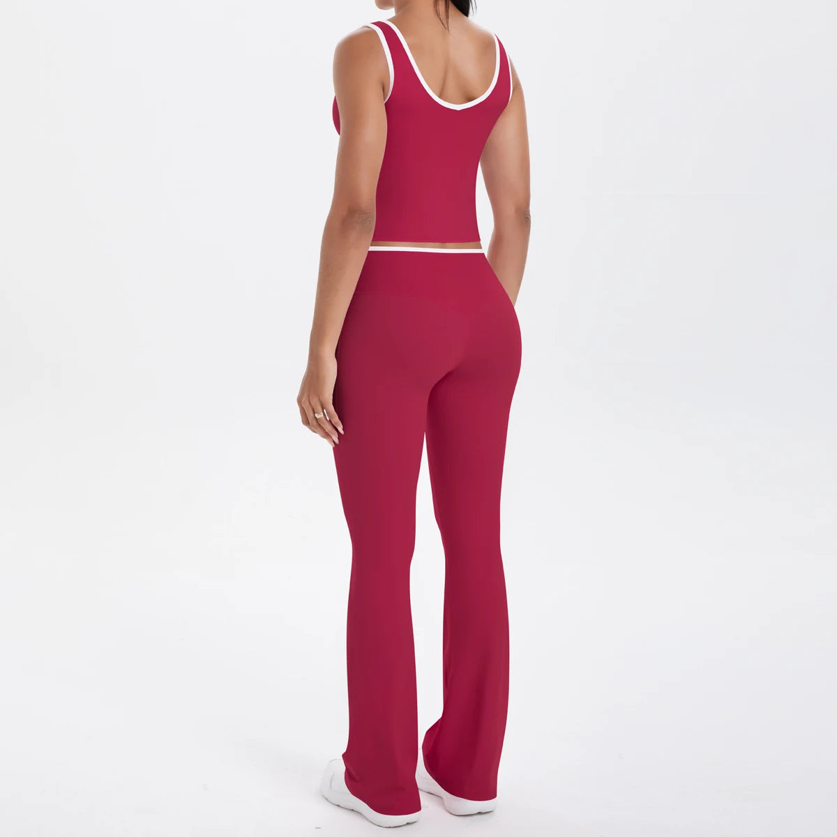 Autumn Women's Yoga Set U-neck Vest High Waist Cross Wide Leg Pants Set Tight Fitting Seamless Elastic Sportswear