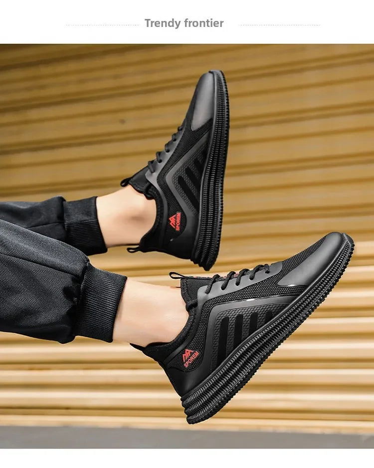DUTRIEUX Men’s Casual Sneakers – PU Lace-Up Rubber Sole Shoes (C101-AB02)