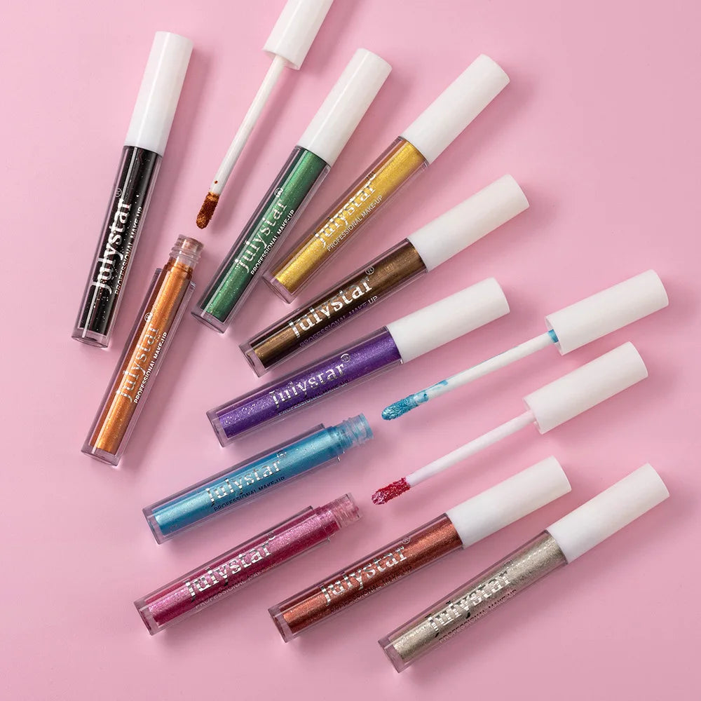 Waterproof Liquid Eyeshadow Metallic Gold Eye Shadow Stick Lasting Pearlescent 10 Colors Smoky Black Glitter Eye Highlighter Pen