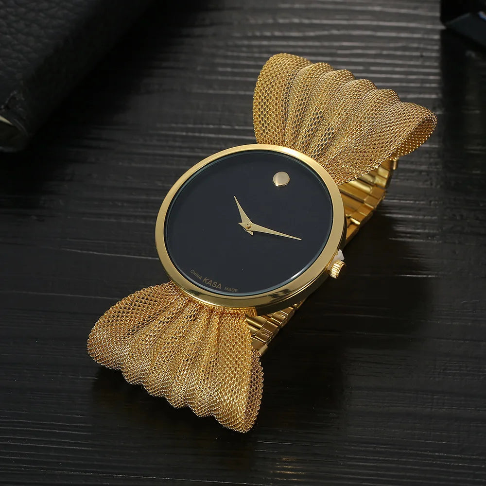 Brand New Luxury Gold Rhinestone Ladies Watch – Quartz Bracelet