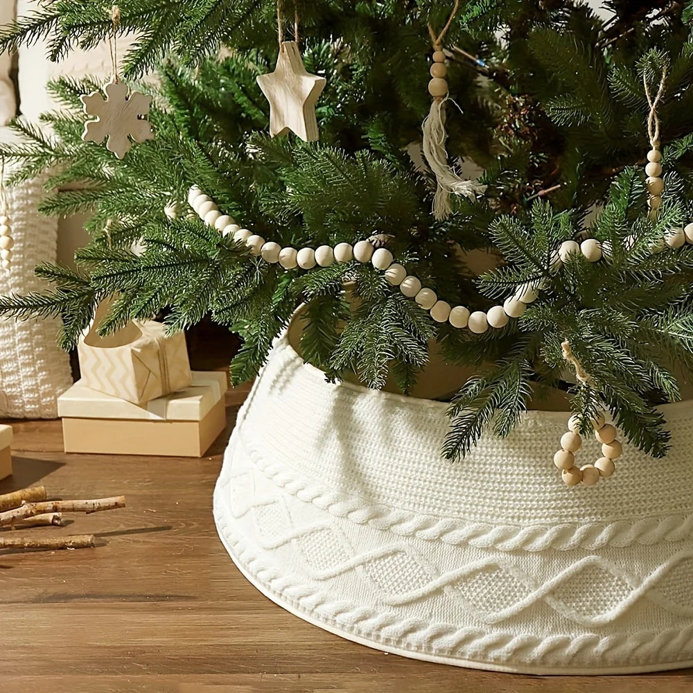 1PC of Knitted Christmas Tree Collar, for Farmhouse-Style Tree Rings. This Tree Skirt Is Perfect for Decorating Homes, Gardens