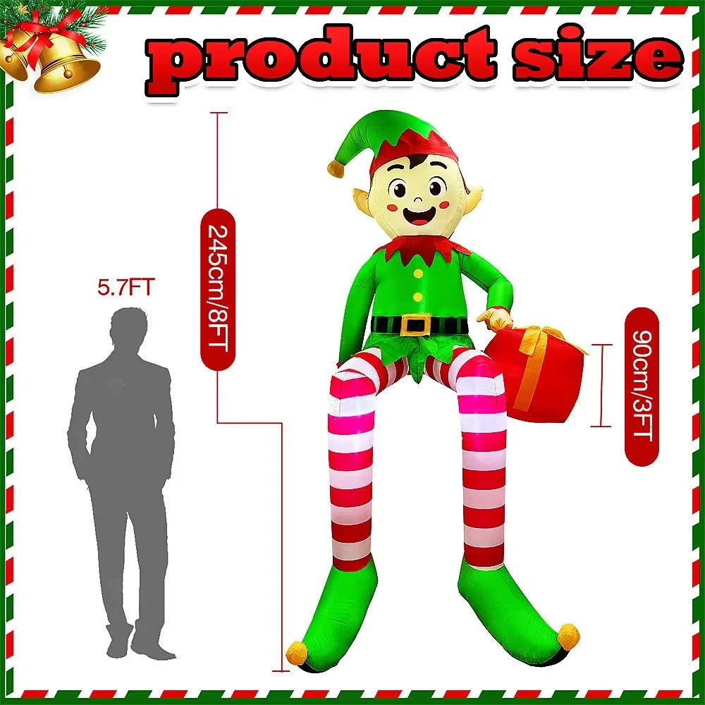 Cute Christmas Airblown Bear Statue, Inflatable Bear Gift Sack Ornament for Living Room, Xmas Party Indoor Display