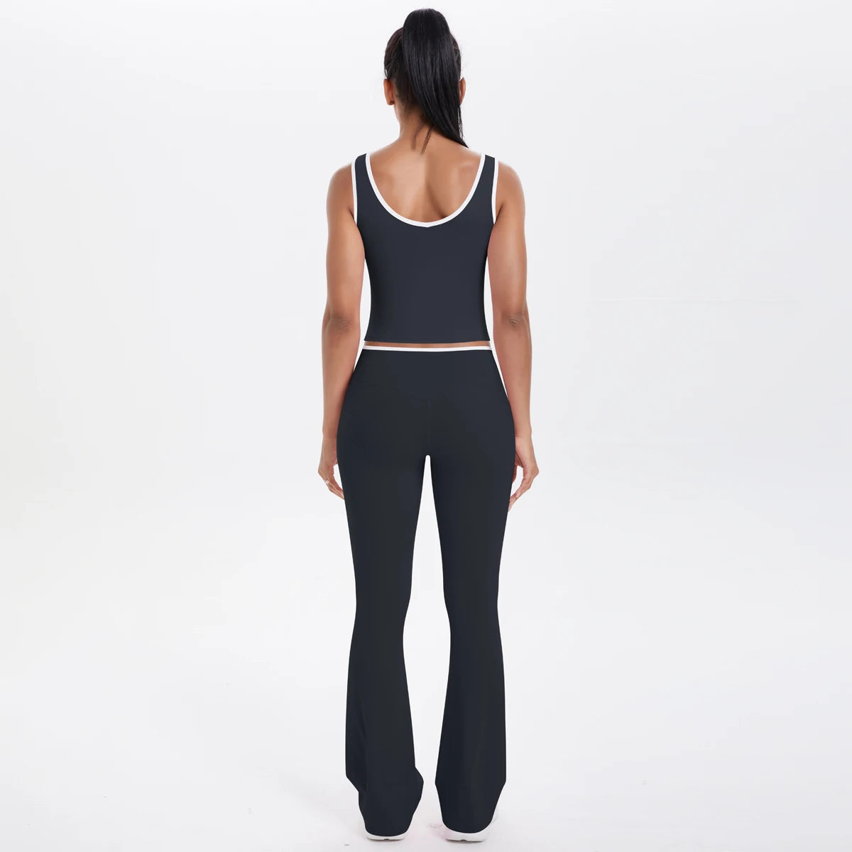 Autumn Women's Yoga Set U-neck Vest High Waist Cross Wide Leg Pants Set Tight Fitting Seamless Elastic Sportswear