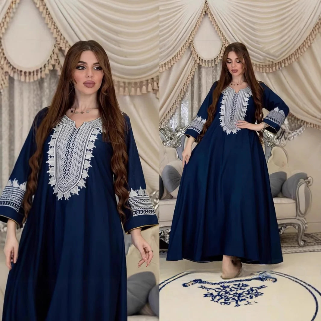 New arrival elegant Women's Dress MT064 Embroidered Long Robe for spring season, Ramadan, Eid celebrations