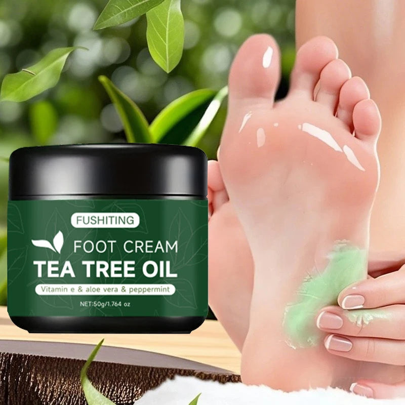 Moisturizing Tea Tree Oil Foot Cream 50g For Dry Heels Elbow And Hands Aloe Vera Vitamin E Gentle Soothing Nourishing Skin