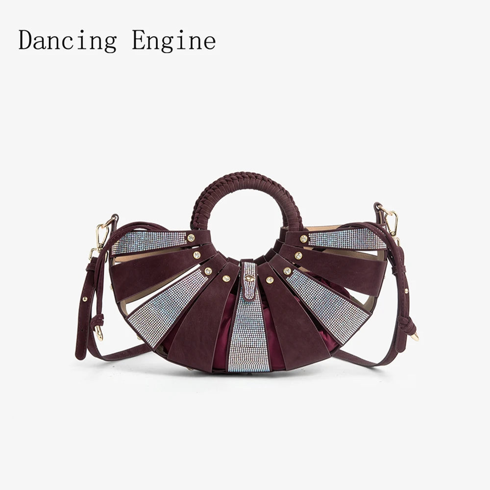 Luxury Shiny Rhinestone Shell Shape Handbag Fashionable Crossbody Shoulder Bag luxury bags designers For Party Wedding Evening