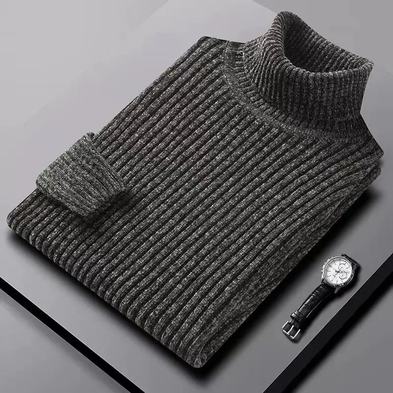 2026 New Men's Thick Warm Sweater Winter Knitted Turtleneck Pullovers Male High Neck Solid Slim Fit Soft Sweaters for Men Tops