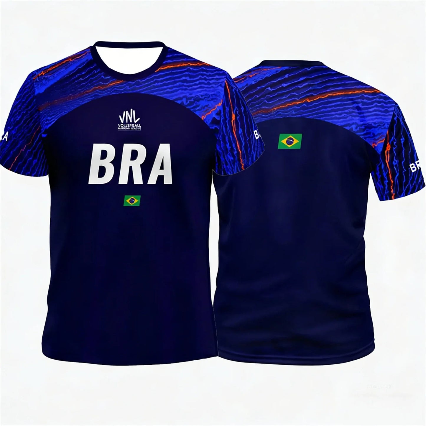 Brazil Volleyball Sports T Shirt 3D Contrast Design Loose Fit Quick Dry Short Sleeve Summer Top For Men Outdoor Fitness Wear