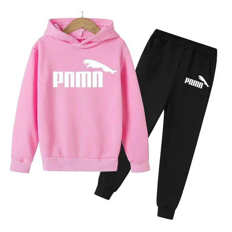 Kids Autumn Spring Trend Letter Print 2pcs Hoodie+Pants Tracksuits 2-13 Years Boys Girls Casual Outfits Children Clothes Sets