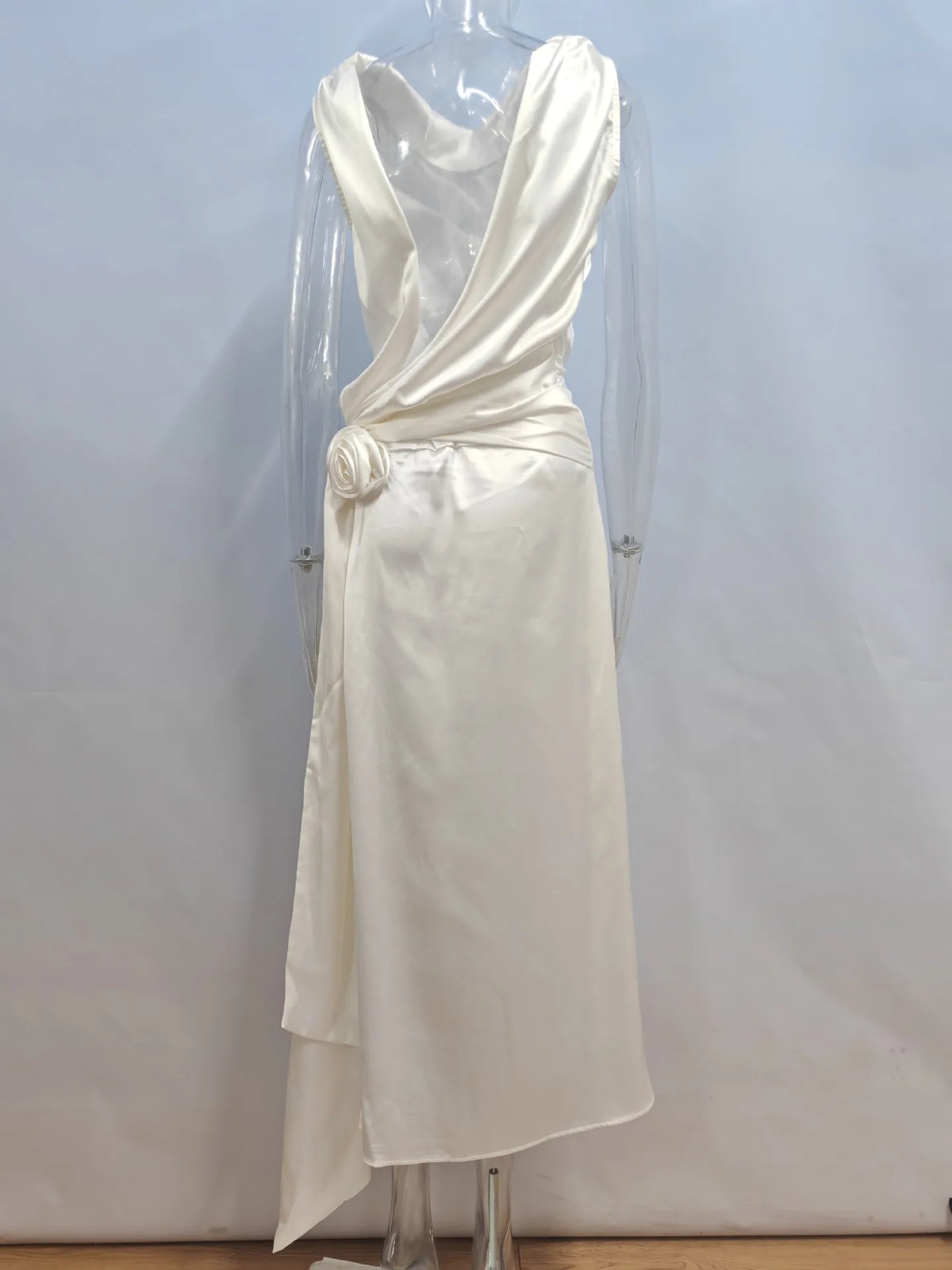 Elegant Satin Backless Spliced Floral Evening Gowns For Women Chic Sleeveless High Slit Slim Dresses Summer Holiday Party Dress