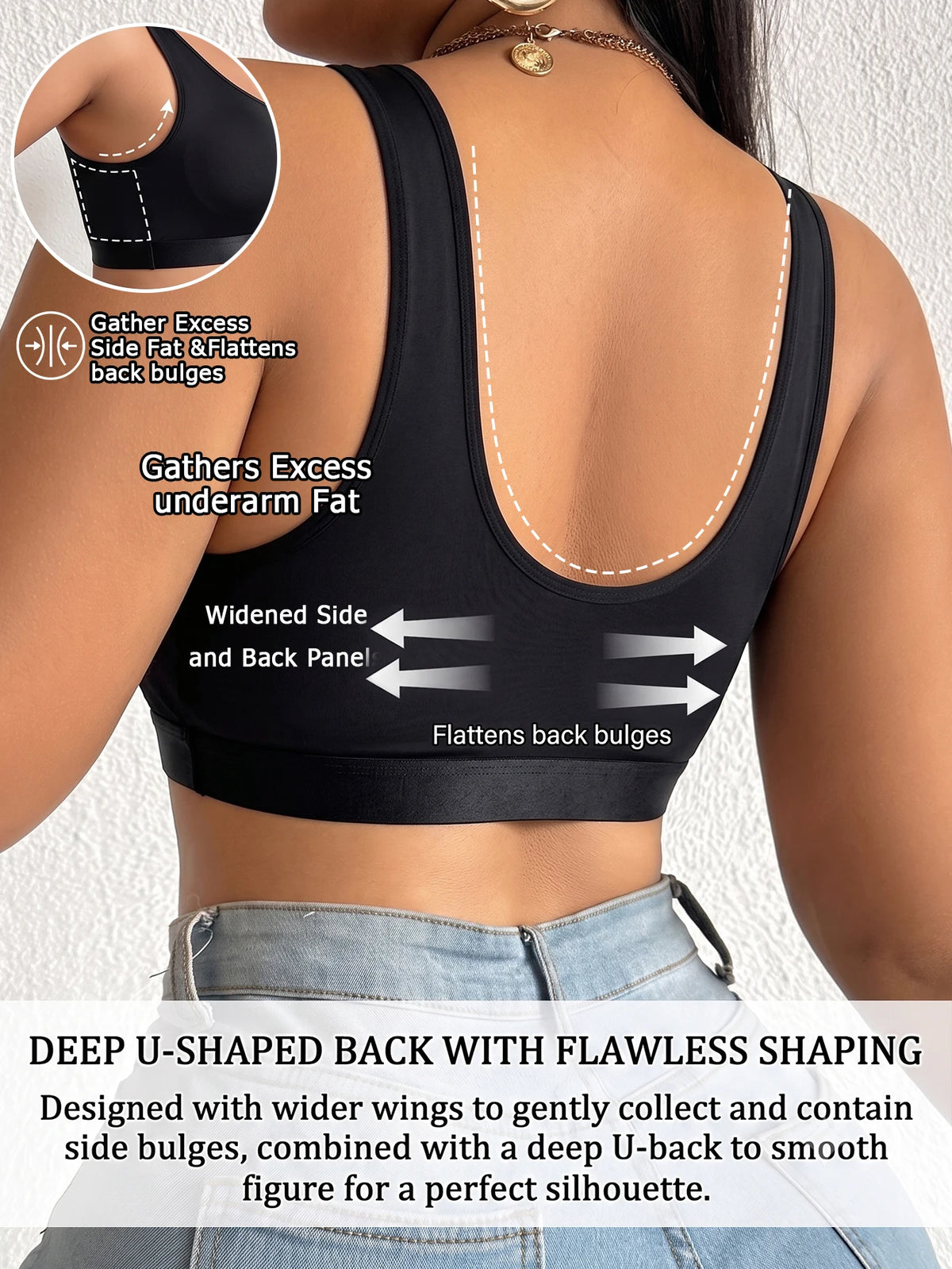 Full Cup Plus Size Women Bra Front Closure Wireless Unlined Thin Cup Gathering Brassiere Comfort Side Support Everyday Bra