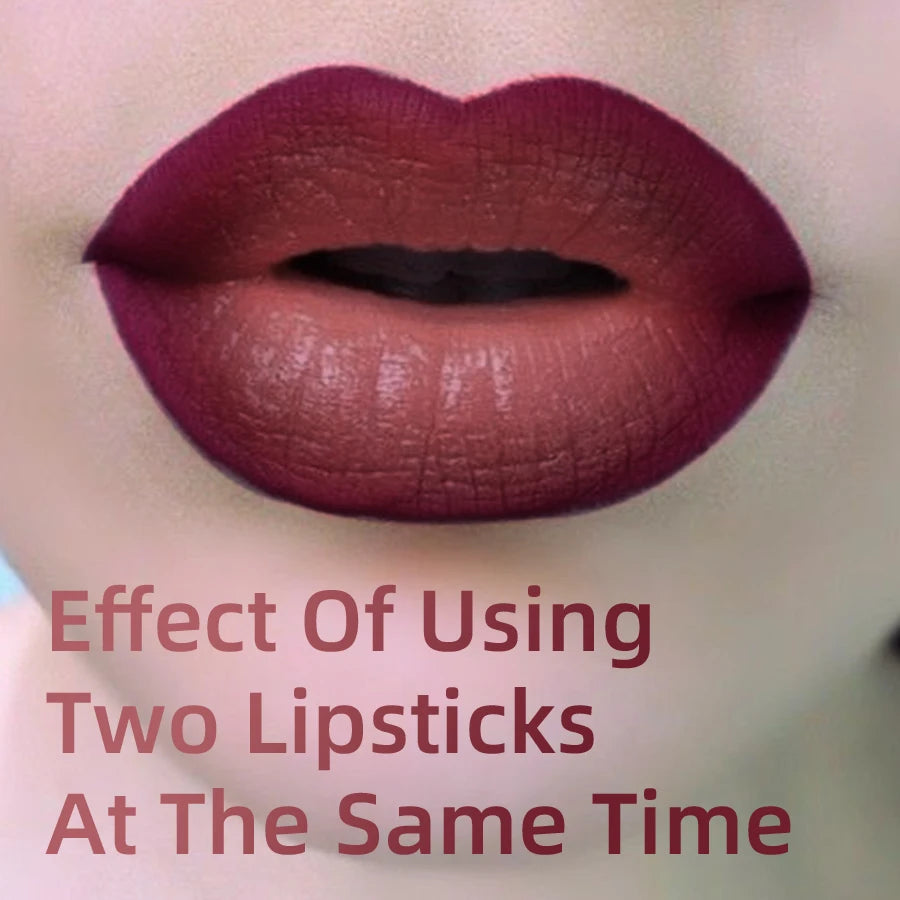 1PC Two-tone  Velvet Nude Lipstick Sexy Rose Pink Pigments Waterproof Makeup Long-lasting Professional Cosmetics for women Lip G