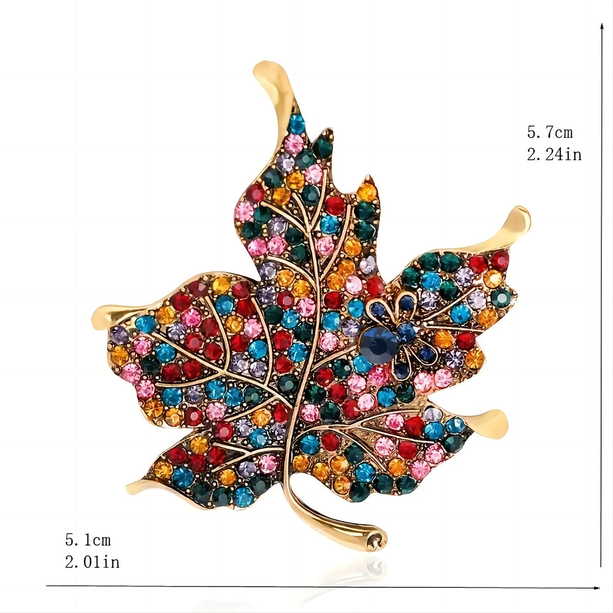 Trendy Red Maple Leaf Metal Brooches For Women Men Crystal Plant Brooch Party Birthday Winter Jewelry