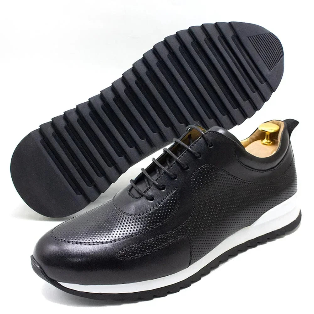 Luxury Mens Genuine Leather Sneakers Lace-Up Comfortable Oxford Classic Casual Shoes for Men Outdoor Street Travel Flat Footwear