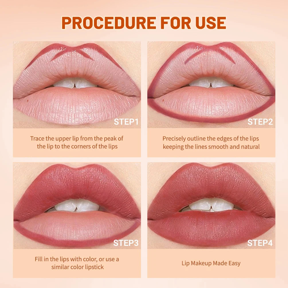 QIBEST Lip Liner Pencil Contour Matte Lipstick Pens Smudge Proof Silky Lipliner Not Easy Fade Outline Sculpt Lipliner Makeup Set