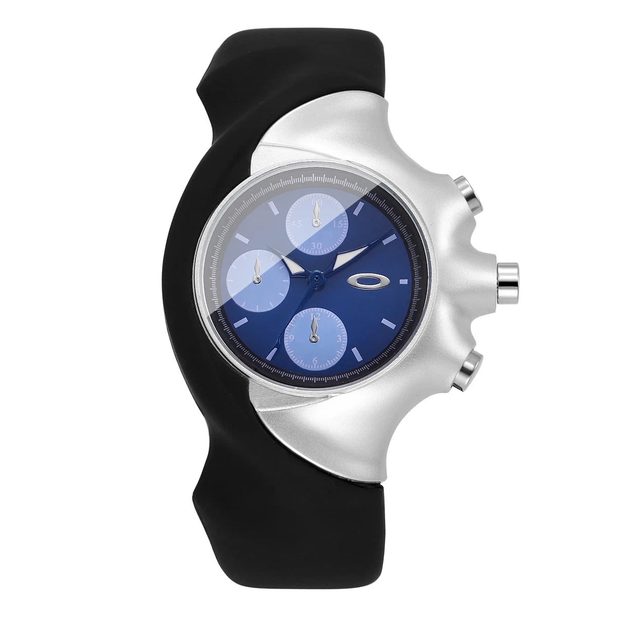 Fashion Sport Men Watch Big Dial Blue Dial Silicone Strap Quartz Wristwatch Casual Male Clock Relogio Masculino（Without Box）