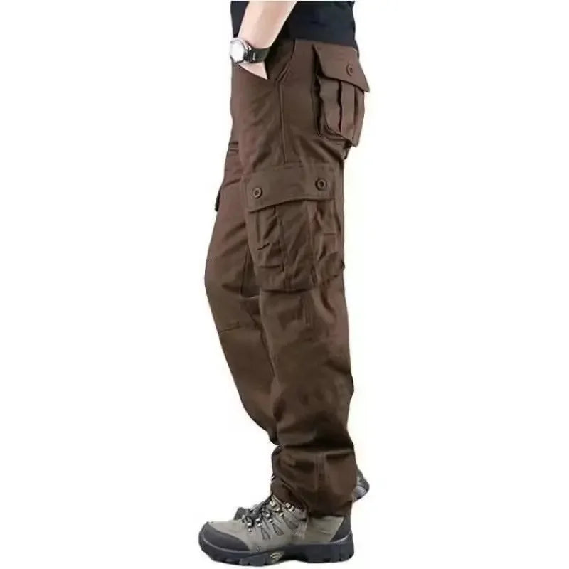 Multi-PocketCargo Pants Men Loose-Fit Casual Pants Outdoor Straight-Leg Tactical Pants Durable Workoveralls Trendy
