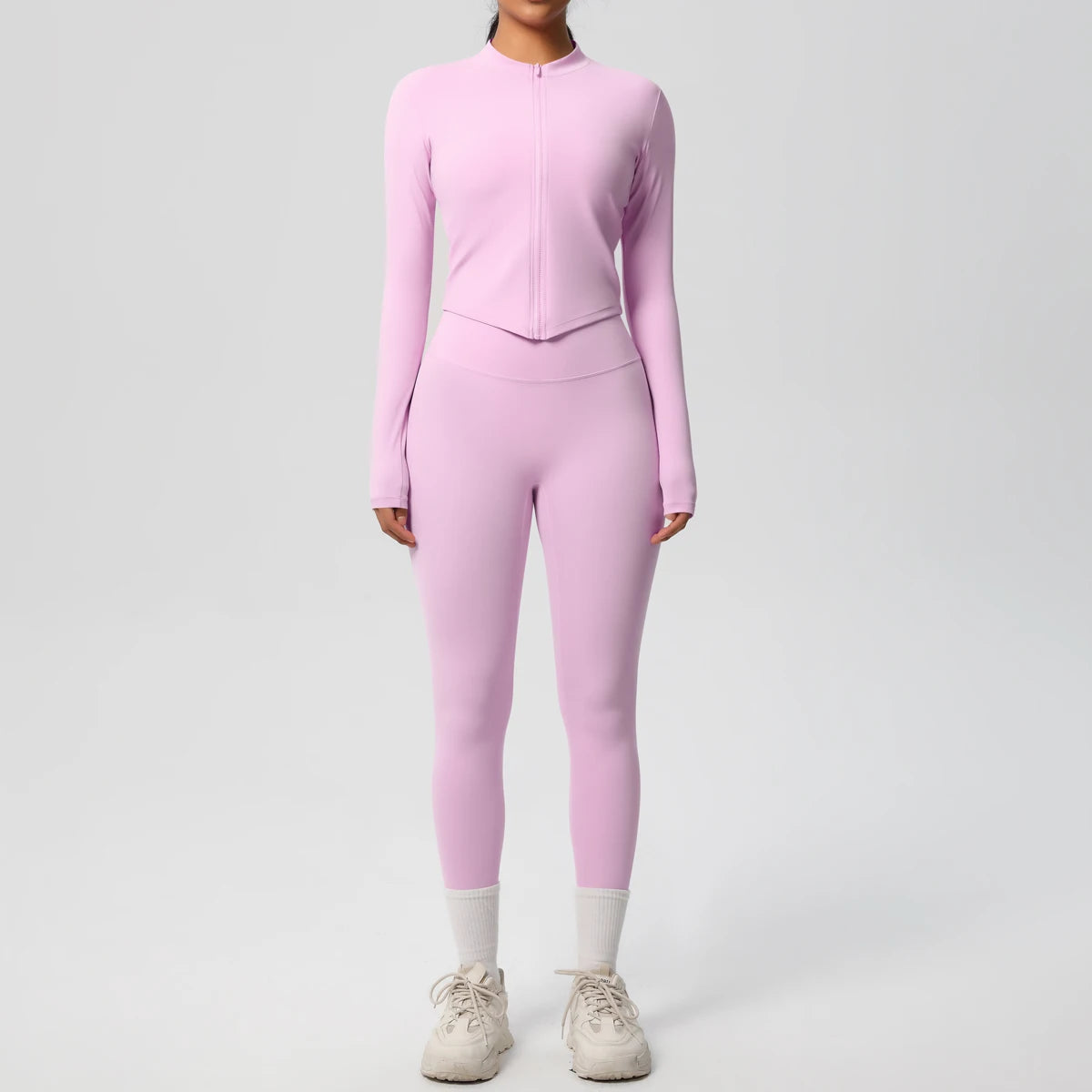 Hot Sale New Yoga Suit for Women Solid Color Yoga Zipper Long Sleeves Slim Casual Jacket Top Quick Drying Fitness Pants Gym Set