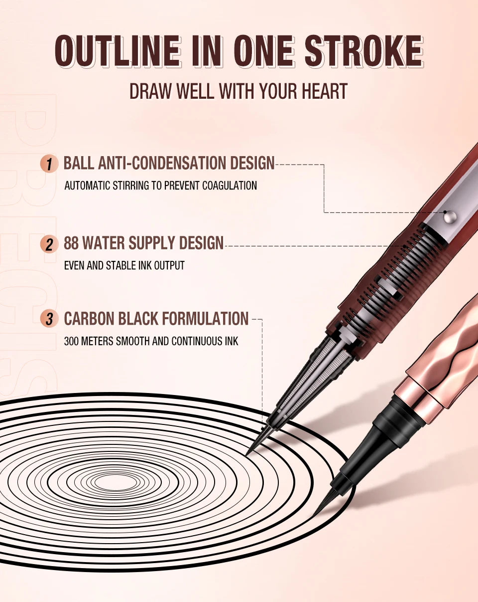 O.TWO.O Black Slim Line Eyeliner Pencil Easy To Draw Waterproof Eye Liner Pen Long Lasting Quick Dry Liquid Eyeliners