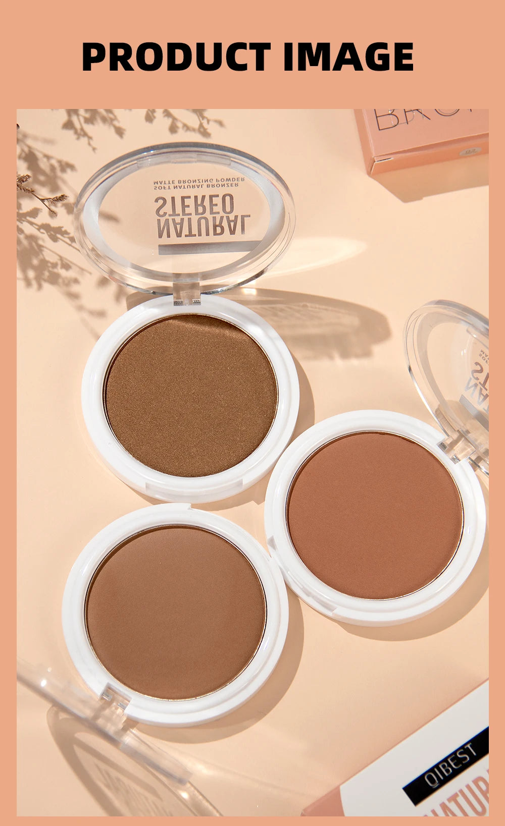 QIBEST Face Bronzer Makeup Contour Shading Powder Trimming Powder Cosmetic Face Concealer Highlighter Bronzer Palette For Women