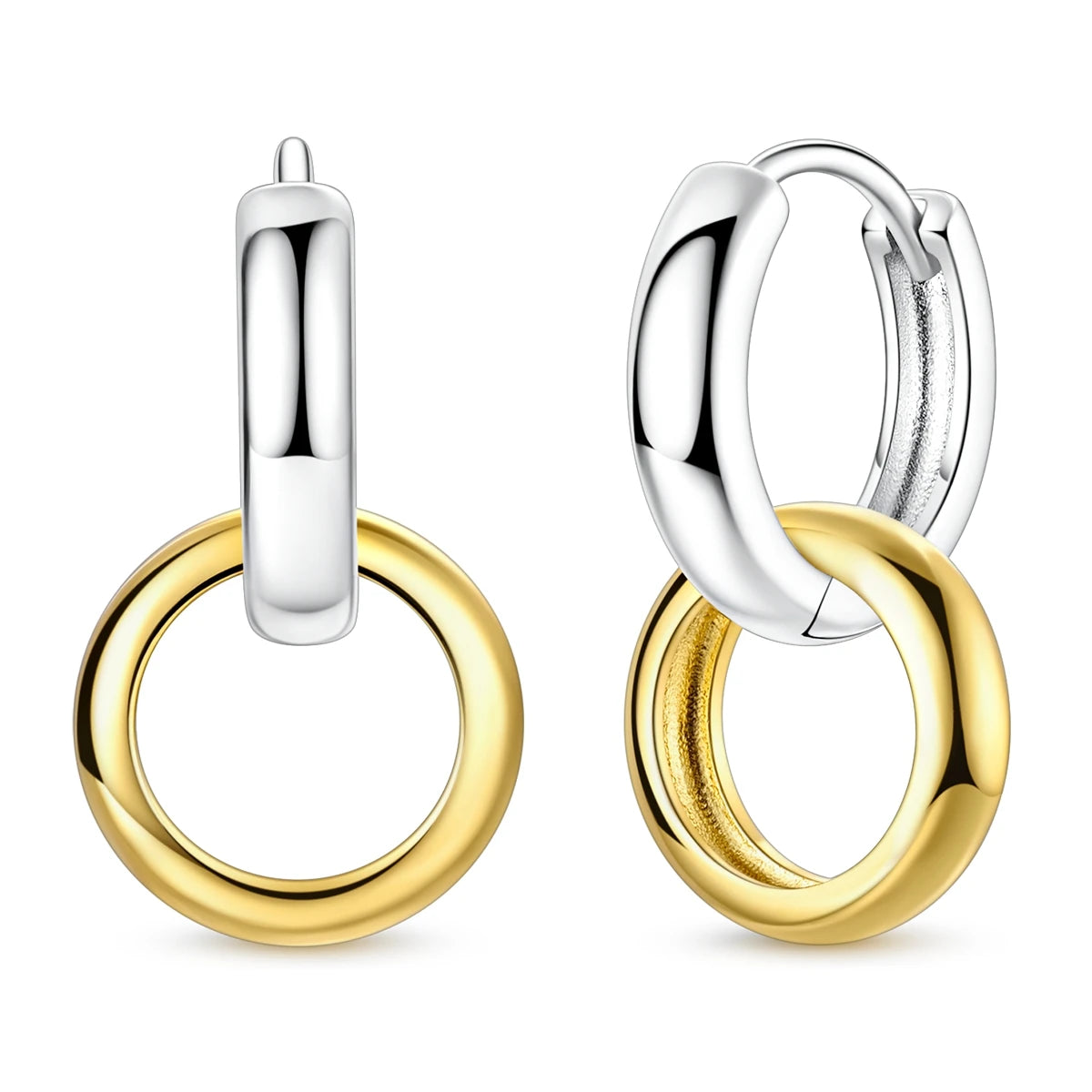 925 Silver Hoop Earring For Woman Rose Gold Yellow Pendientes Original Minimalist Earring Jewelry