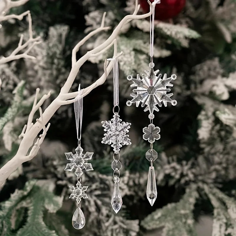 3/5/18pcs Crystal Christmas Tree Ornaments - New Year, Winter Party Decorations, Festive Tree Decorations, Best for Christmas