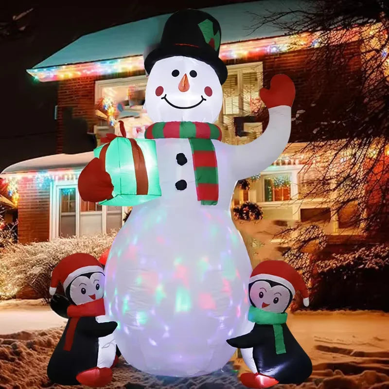 1pc Christmas Decoration Inflatable Toy Gift Snowman Penguin Built-in LED Lights Indoor Outdoor New Year Party DIY Garden Decor