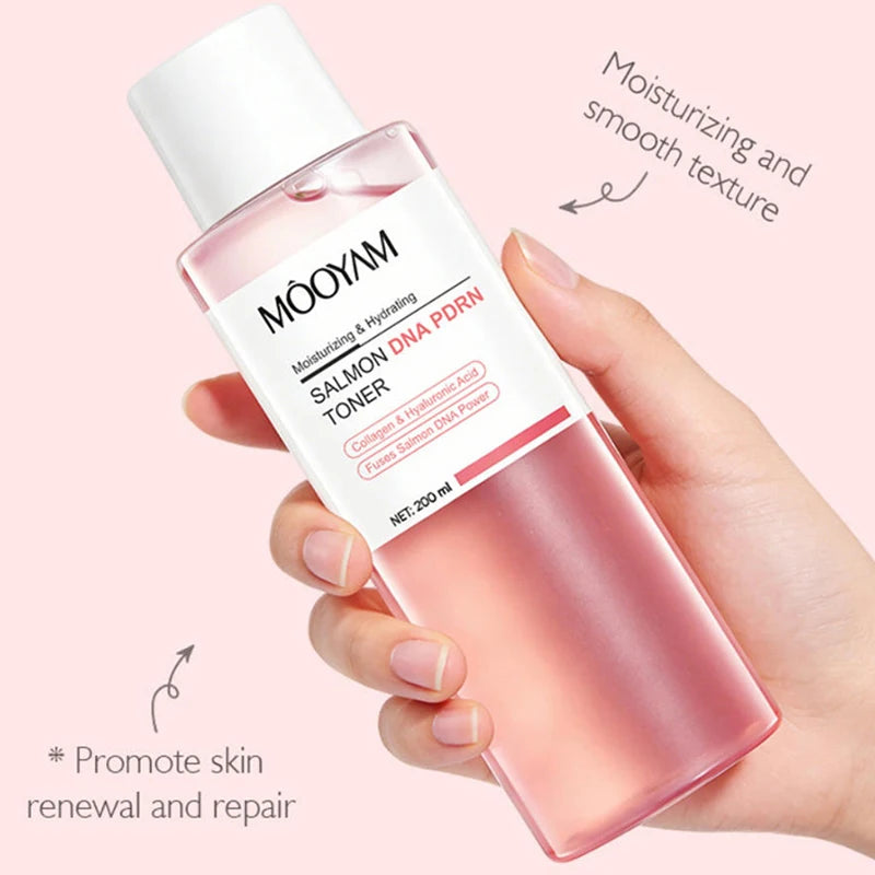 Salmon Pink PDRN Skincare Set Firming Soothing Massage Eye Cream Glow Moisturizing Toner Oil Control Cleansing Gel Facial Wash