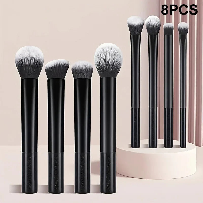 8Pcs Travel Makeup Brush Set - Portable Soft Synthetic Eyeshadow, Blush & Powder Brushes, Essential On-the-Go Beauty Kit