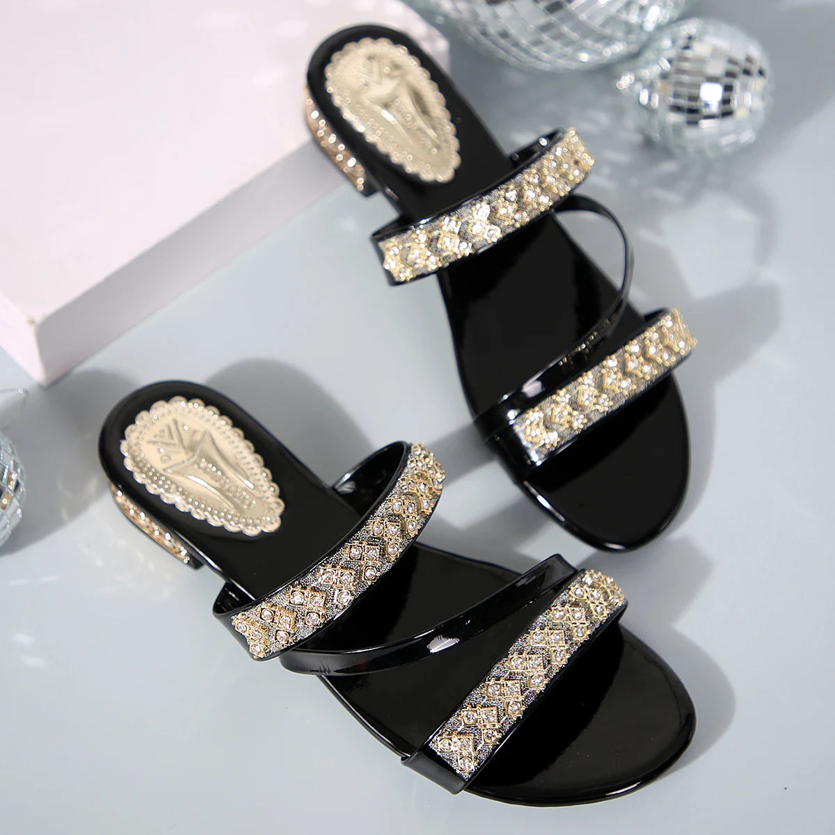 Women’s Summer PU Slippers – Low Heel Casual Slides